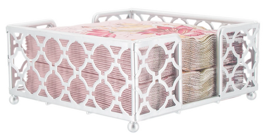 Cocktail Napkin Caddy - Silver Trellis