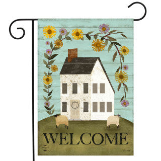 Country Saltbox Village Garden Flag