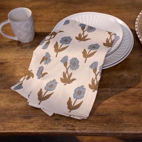 Floral Cottage Kitchen Towel - Blue Carnation