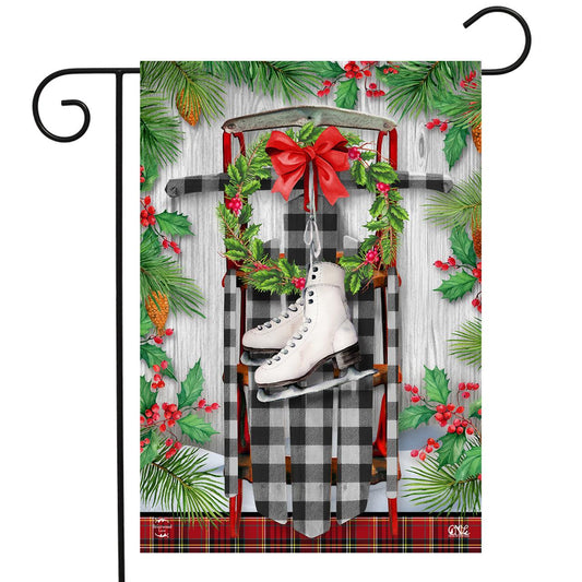 Winter Sled Garden Flag