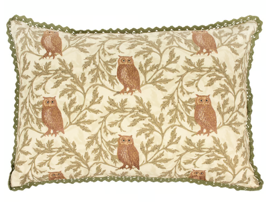 Wise Owl Embroidered Pillow - 20" x 14"