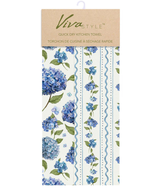 VivaStyle Kitchen Towel Quick Dry Waffle Weave Double-Sided, Hydrangea, 30"L x 18"W