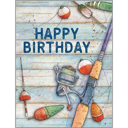 Happy Birthday Fishing Pole Greeting Card