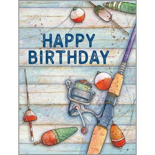 Happy Birthday Fishing Pole Greeting Card