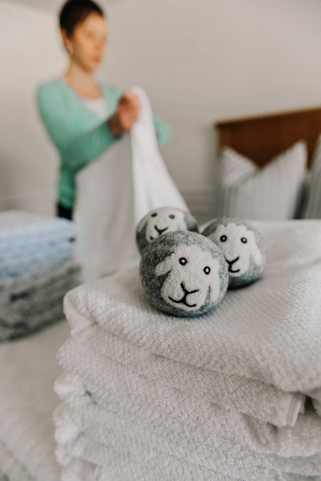 "Smiling Sheep" Hand-Felted Wool Dryer Ball