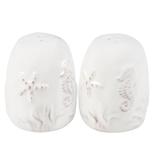 Embossed Beach Theme Salt and Pepper Shaker Set