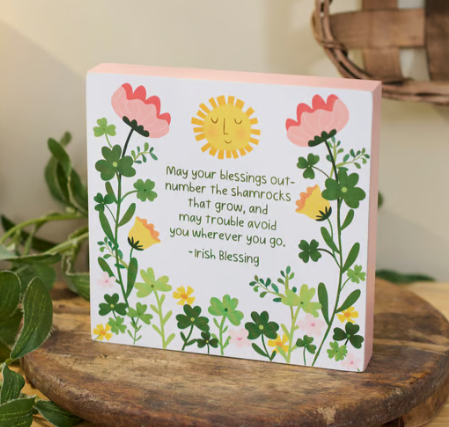 Blessing Outnumber the Shamrocks - St Patrick's Day Wooden Block Sign