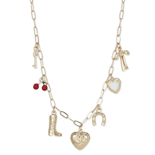 Southwest Spirit Goldtone Charm Necklace