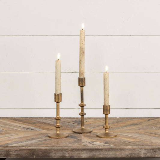 Aged Gold Taper Candlesticks - 3 Sizes