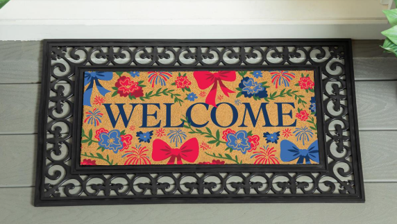 Red White & Bows Flocked Coir Sassafras Doormat Insert