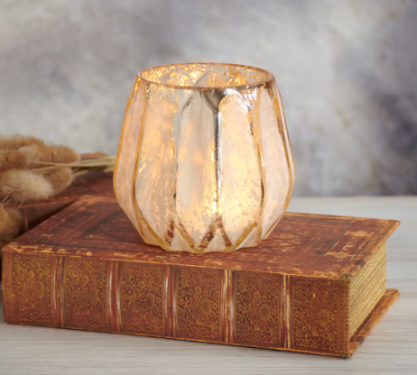 Gold Speckled Mercury Glass Candle Holder