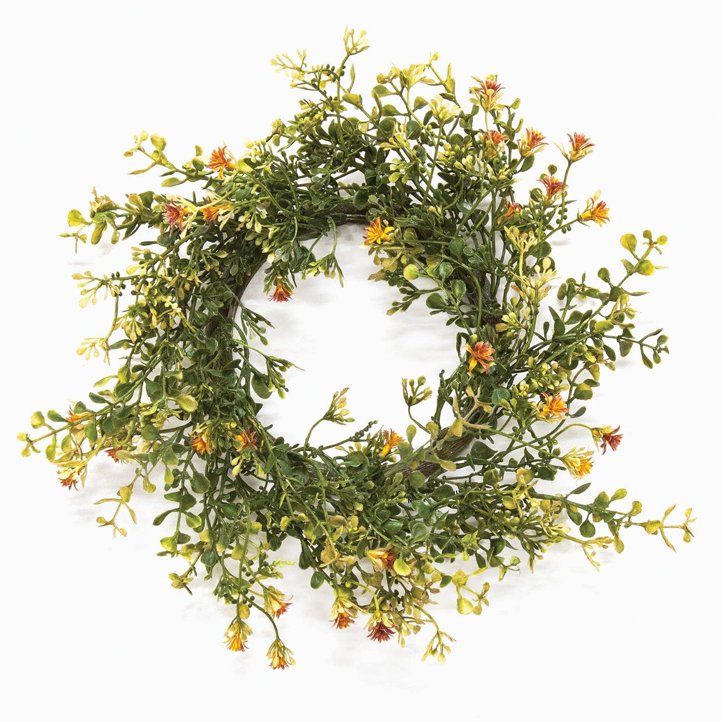 Golden Buds & Baby's Grass Candle Ring Mini Wreath