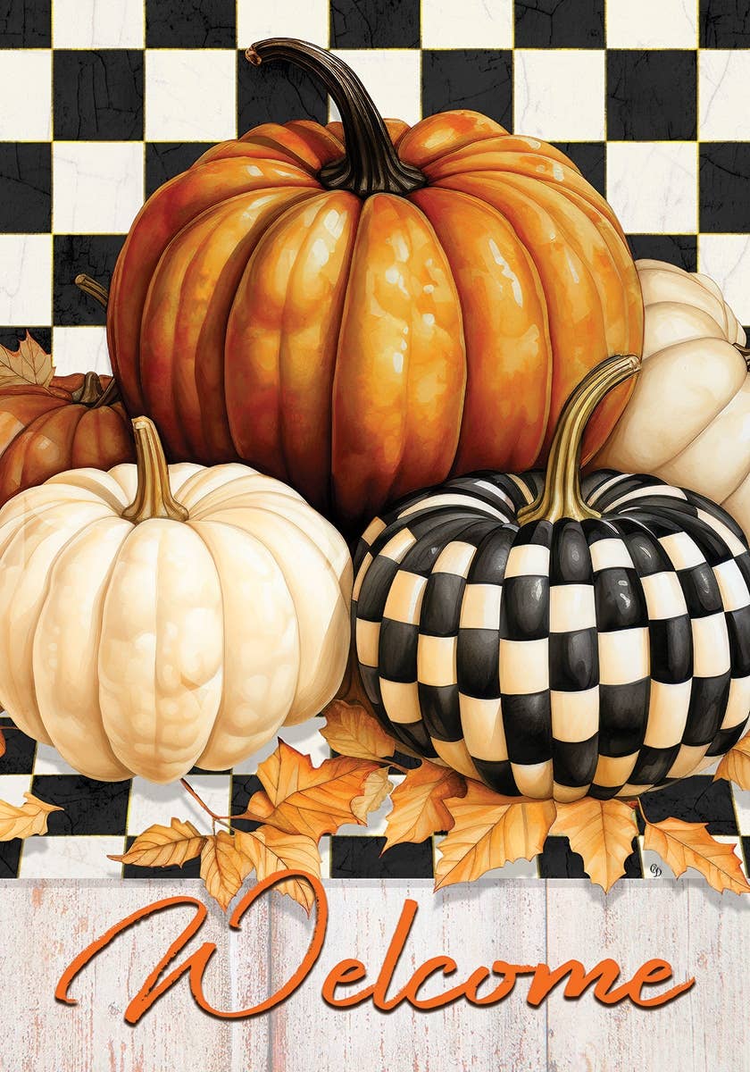 Checkered Pumpkin House Flag