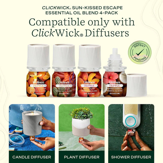 ClickWick Sun Kissed Essential Oils Refills 4 Pack