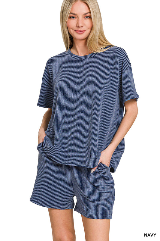 Raised Rib Short Sleeve Tee & Short Set
