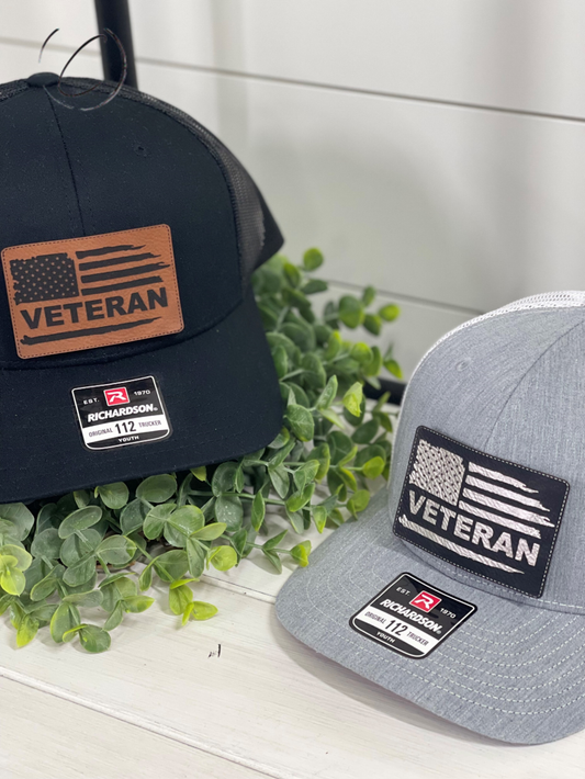 Veteran Distressed Flag Patch Snapback Hat