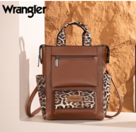 Wrangler Leopard Print Tote/Shoulder Bag Convertible Backpack - Leopard