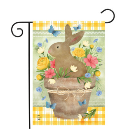 Flowerpot Bunny Garden Flag