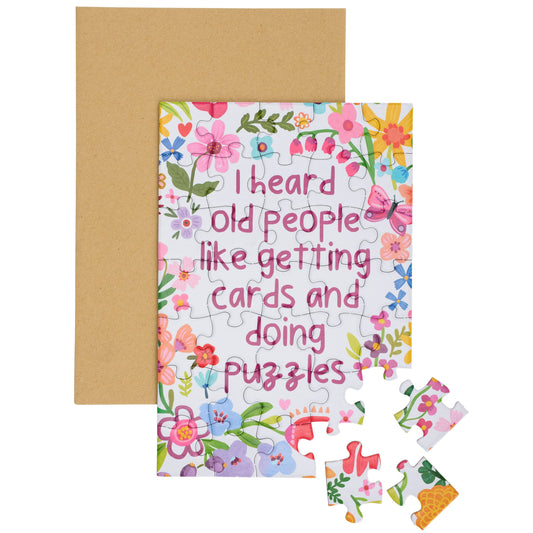 Old People Like Doing Puzzles - Puzzle Greeting Card