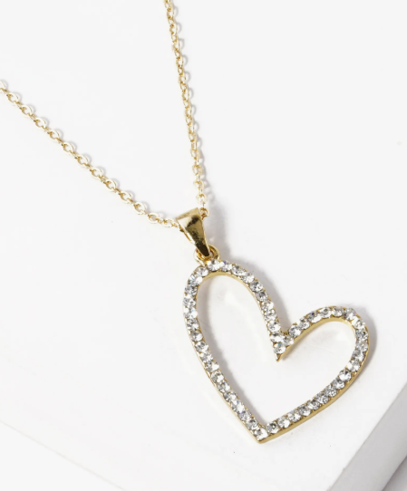 Crystal Pave Sideways Heart Pendant Necklace