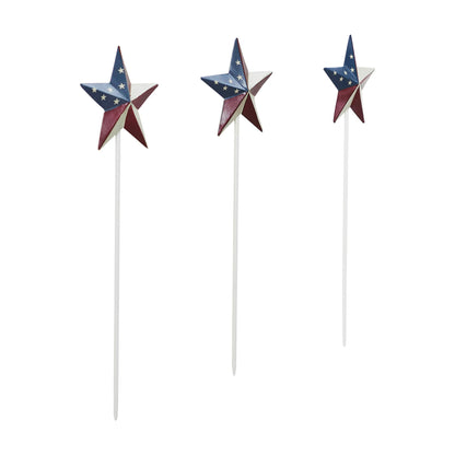 Painted Metal American Flag Theme Star on Pick 12x3.5