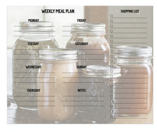 Meal Plan Notepad - Canning Jars