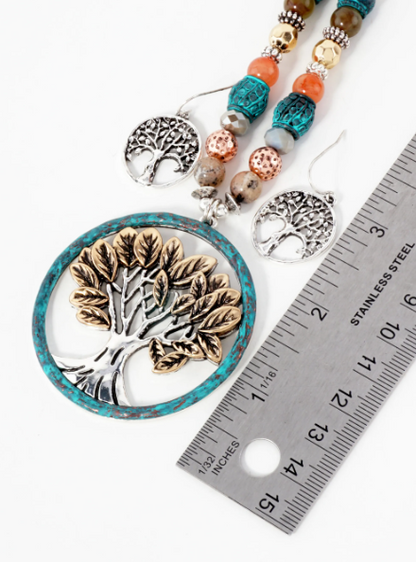 Tree-of-Life Necklace Set with Earrings