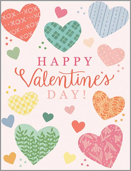 Sweet Pattern Hearts Happy Valentine's Day Greeting Card