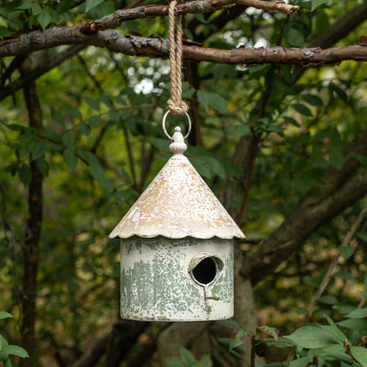 The Round House Green & Tan Distressed Birdhouse - Metal