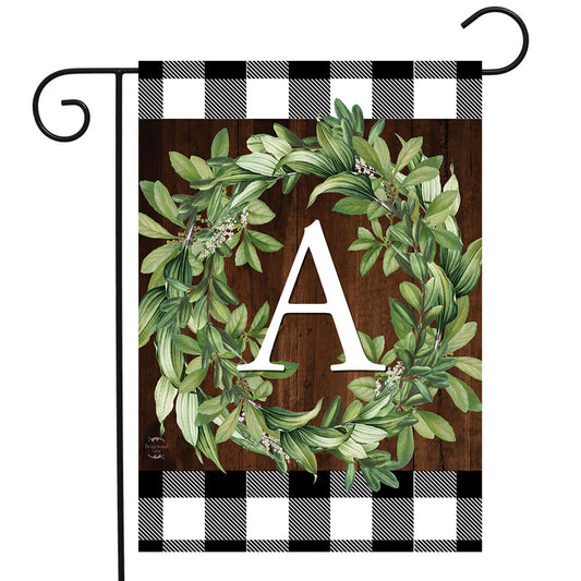 Wreath Monogram Garden Flag