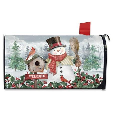 Winter Jolly Snowman Welcome Oversized Mailbox Cover - Oversized