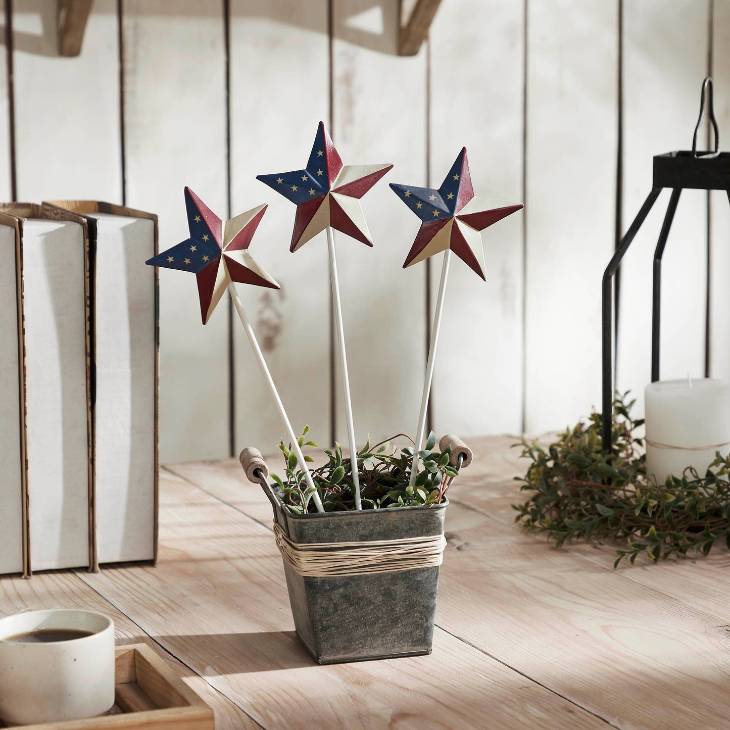 Painted Metal American Flag Theme Star on Pick 12x3.5