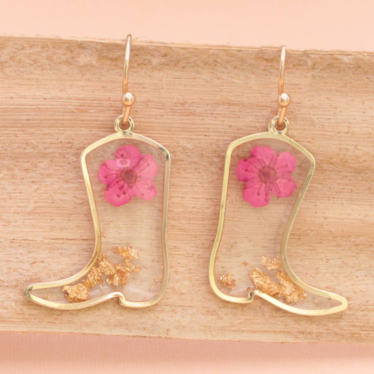 Boots Pressed Flower Earrings