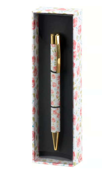 Tiny Pink Roses Ink Pen with Gift Box