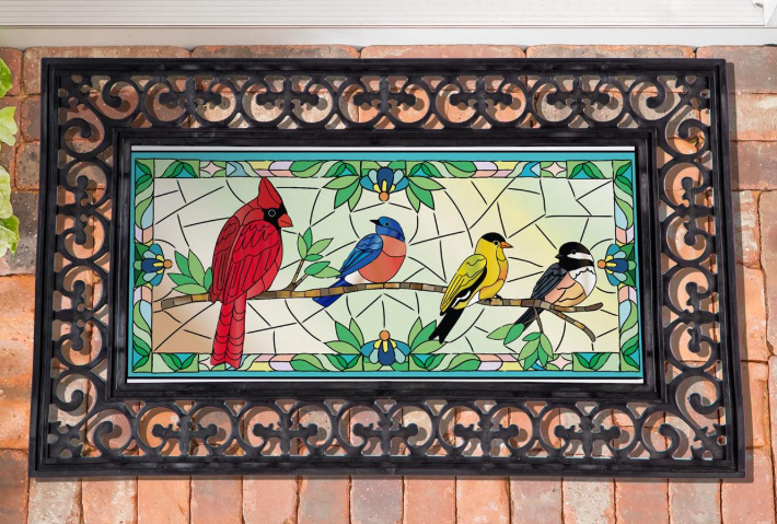 Stained Glass Songbirds Sassafras Switch Mat Doormat Insert