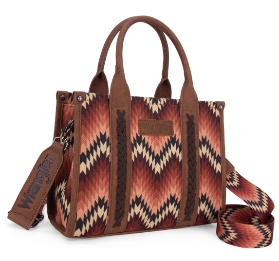 Southwestern Pattern Dual Sided Print Tote/Crossbody - Wrangler