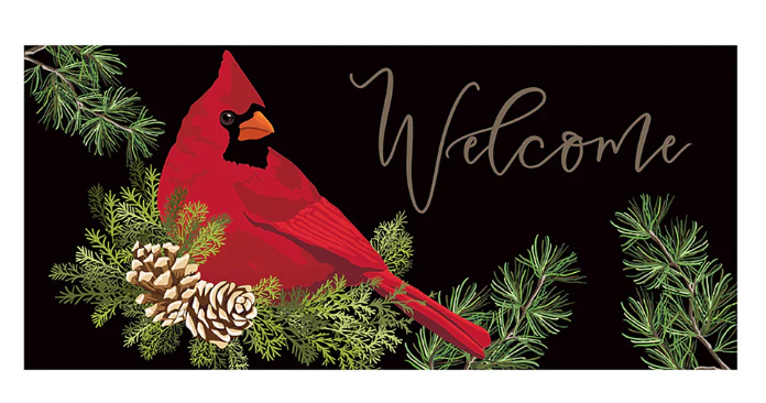 Cardinal & Evergreen Welcome Switch Mat Doormat Insert