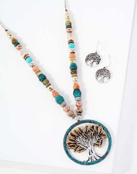 Tree-of-Life Necklace Set with Earrings