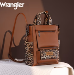Wrangler Leopard Print Tote/Shoulder Bag Convertible Backpack - Leopard