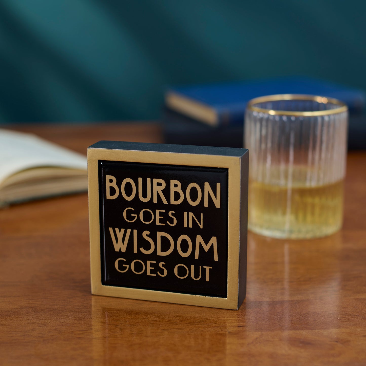 Bourbon In Wisdom Out Mini Box Sign