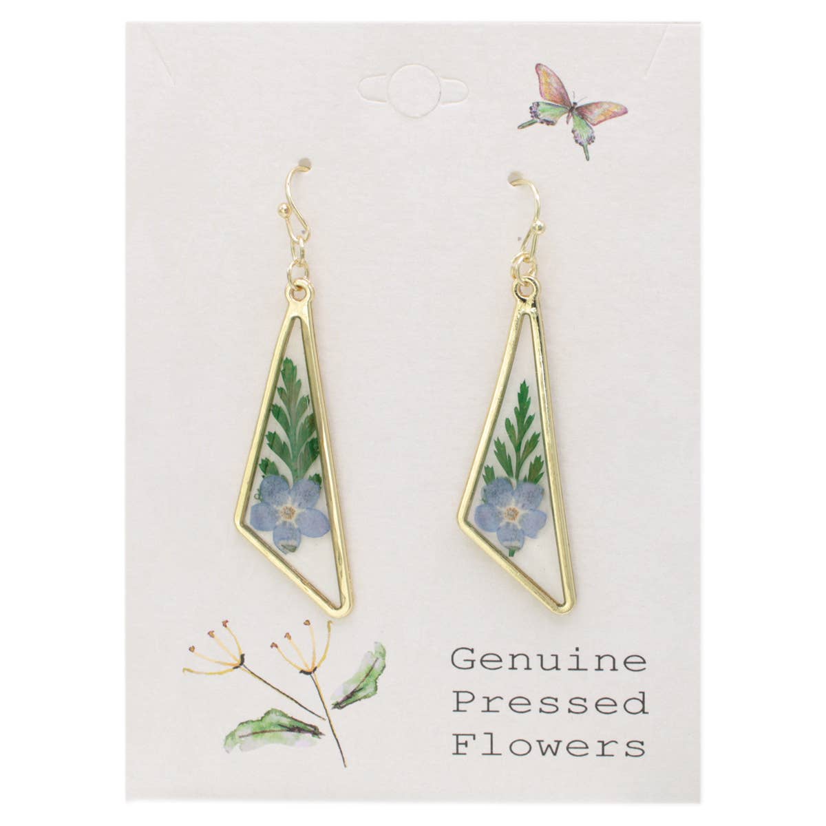 Blue Pressed Flower Earrings