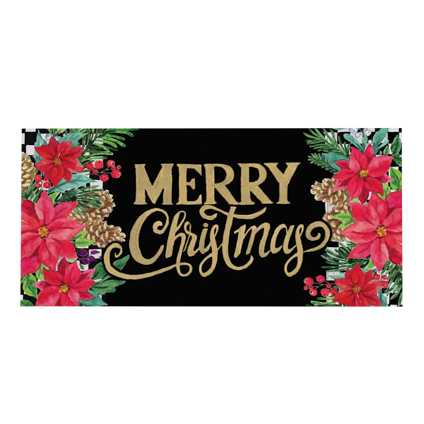 Floral Checkered Merry Christmas Sassafras Switch Mat Insert