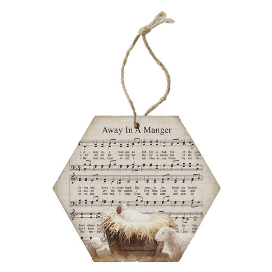 Away In A Manger - Wooden Ornament