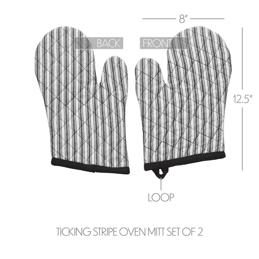 Sawyer Mill Black Ticking Stripe Oven Mitt Set of 2