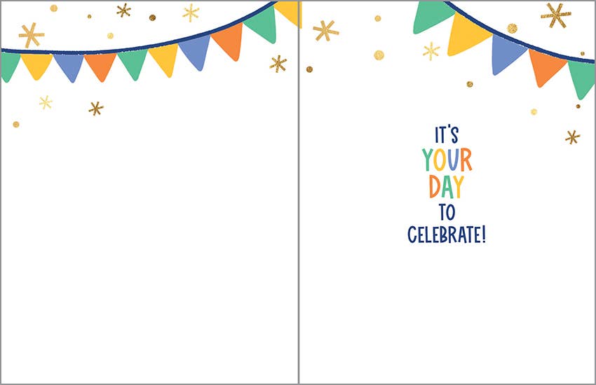 Birthday Greeting Card - Banner on Blue