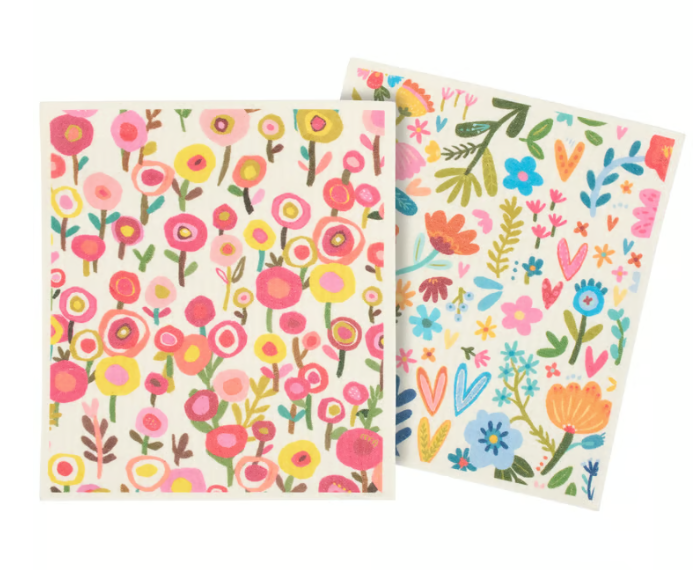 Happy Florals Swedish Dish Towel Set of 2