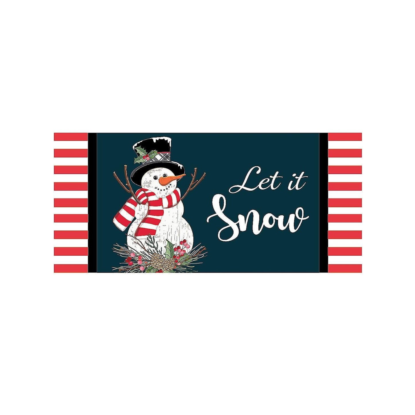 Holly Snowman Sassafras Doormat Inssert