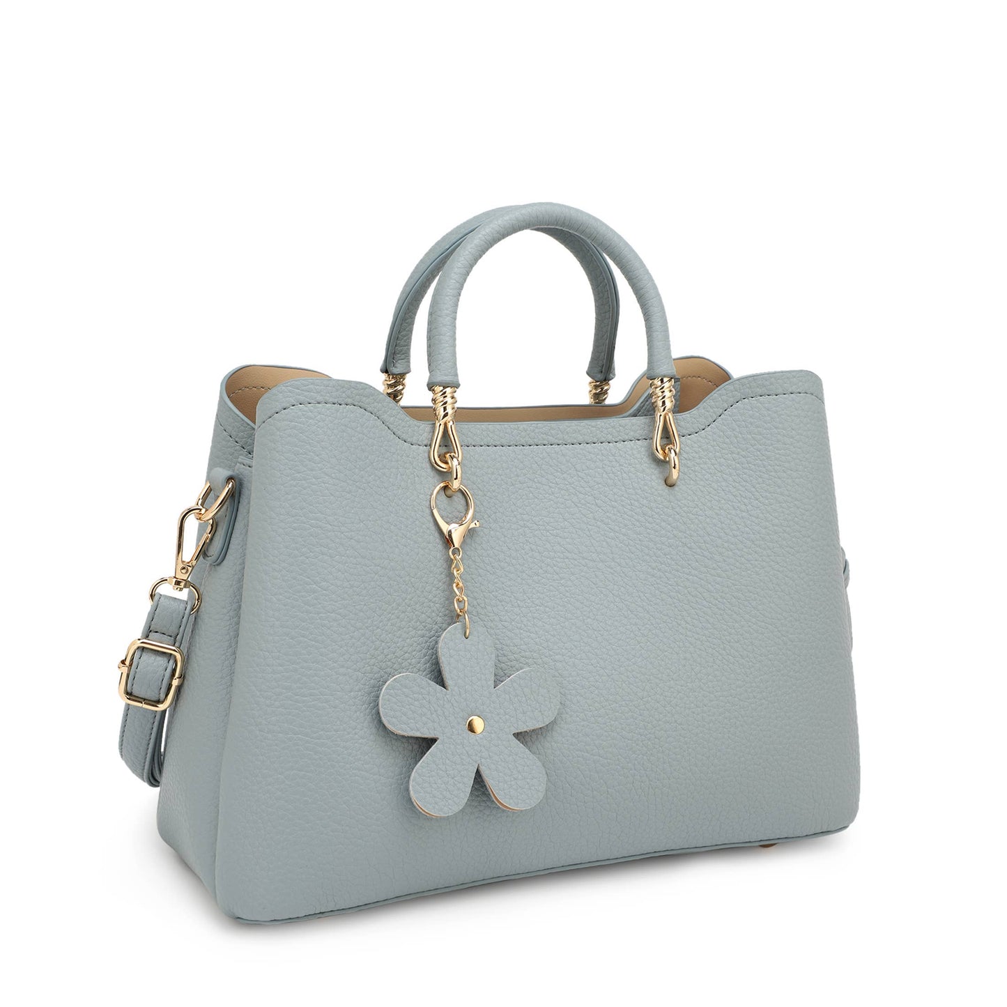 Fatima Triple Compartment Satchel With Flower Detail