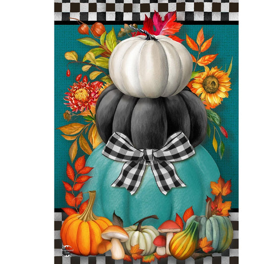 Colorful Pumpkin Stack Garden Flag