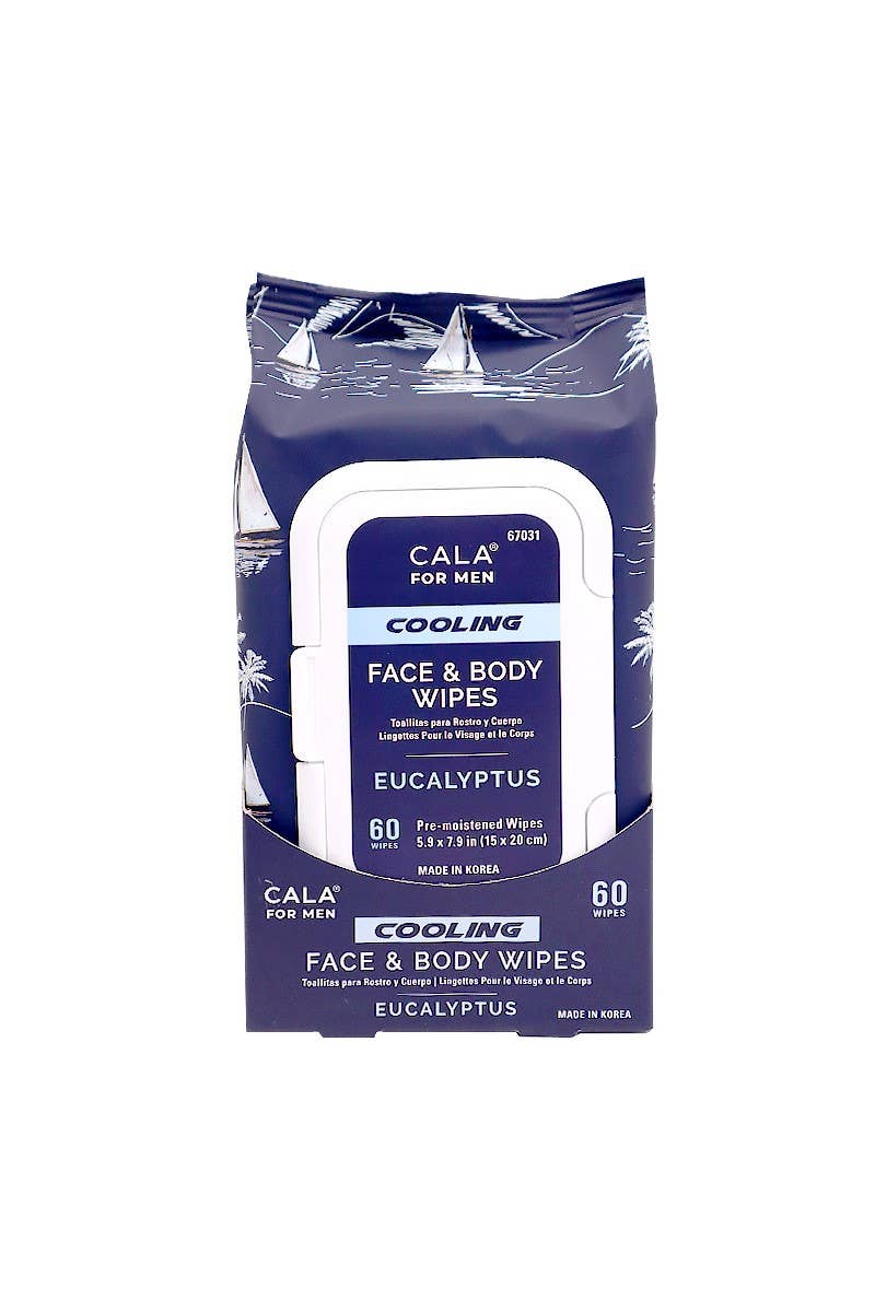CALA Men's Cooling Eucalyptus Face & Body Wipes